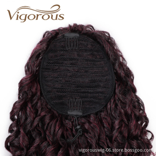 Coloured Afro Kinky Curly Wrap Around Natural Wavy For Black Women Cosplay Drawstring Hair Ponytail Extensions